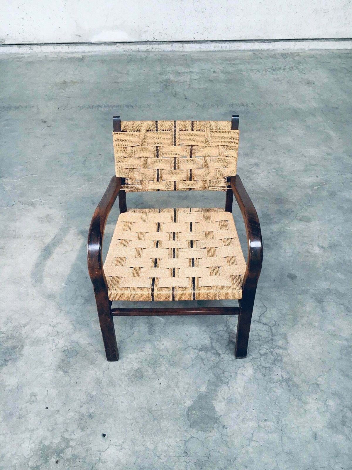 Bauhaus Stijl Fauteuil Met Touwbekleding Door Axel Larsson, Jaren 1930 photo vinterior