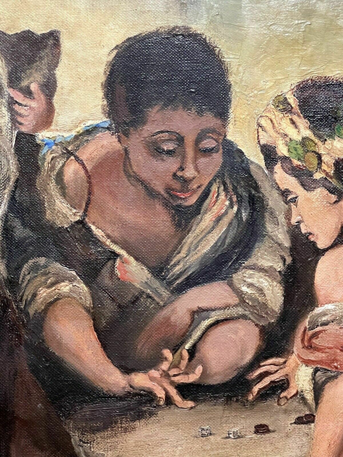 Spanish School Oil Painting After Bartolome Murillo's 'Young Boys Playing Dice' photo vintage