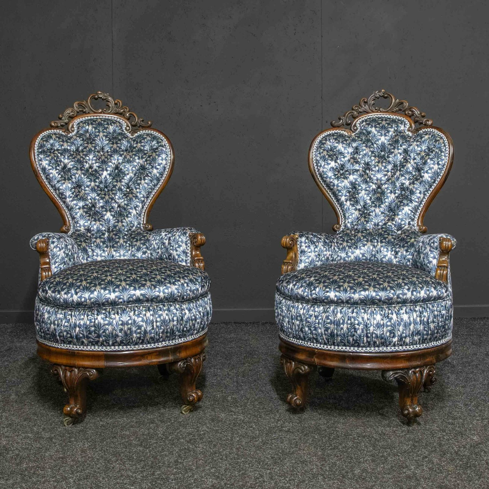 photo vinterior Victorian Liner Chairs, 1800s, Rosewood