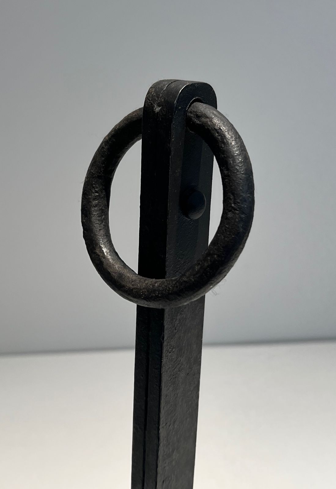 Pair Of Modernist Wrought Iron Andirons photo vintage