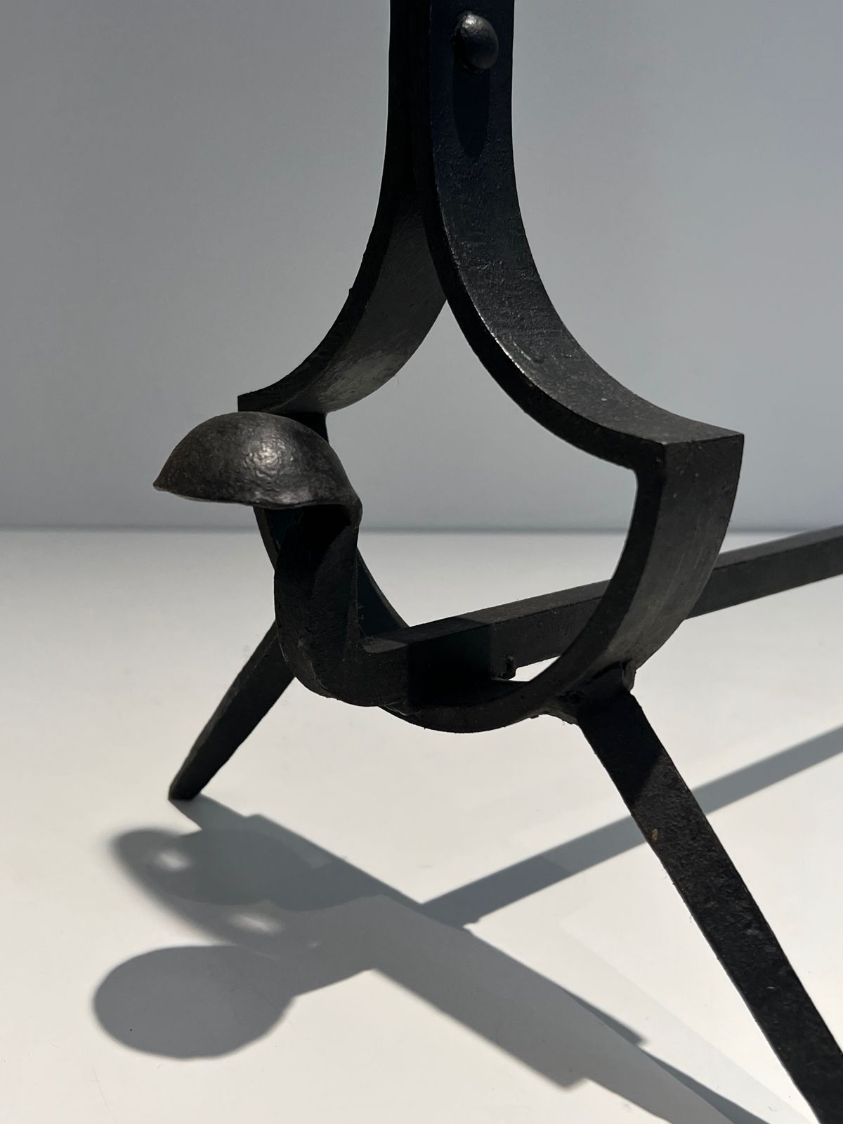 Home Fixtures Pair Of Modernist Wrought Iron Andirons photo