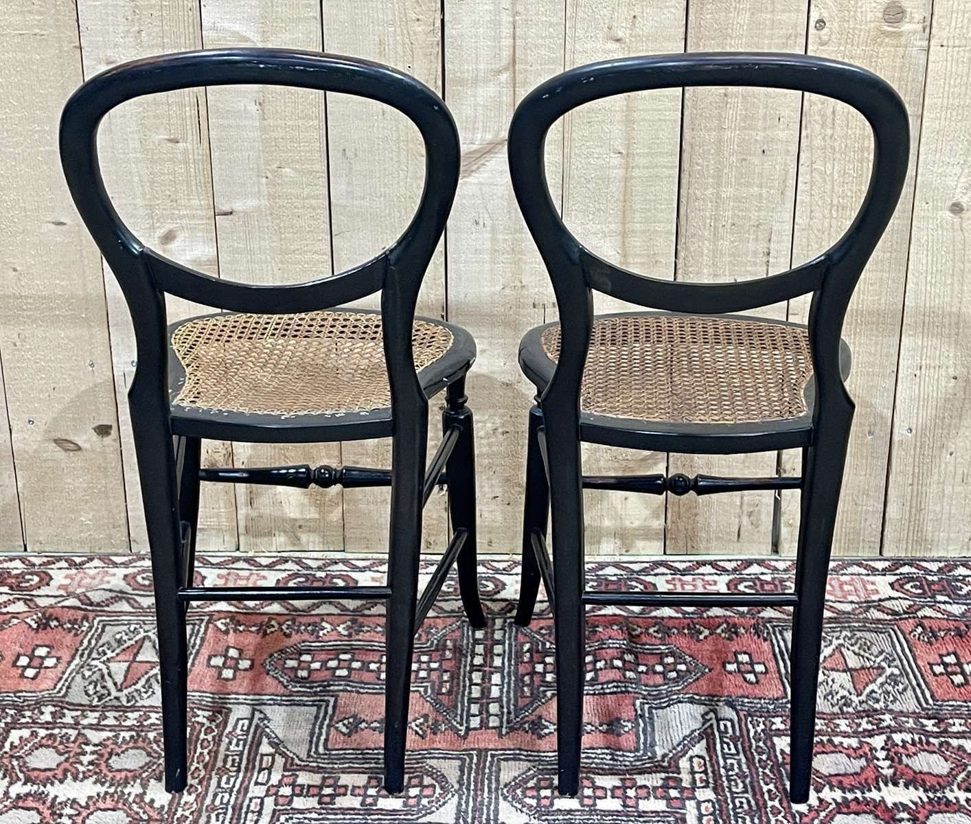 Pair Of Napoleon III 19th Century Chairs In Norci Wood And Mother Of Pearl Inlay photo vintage