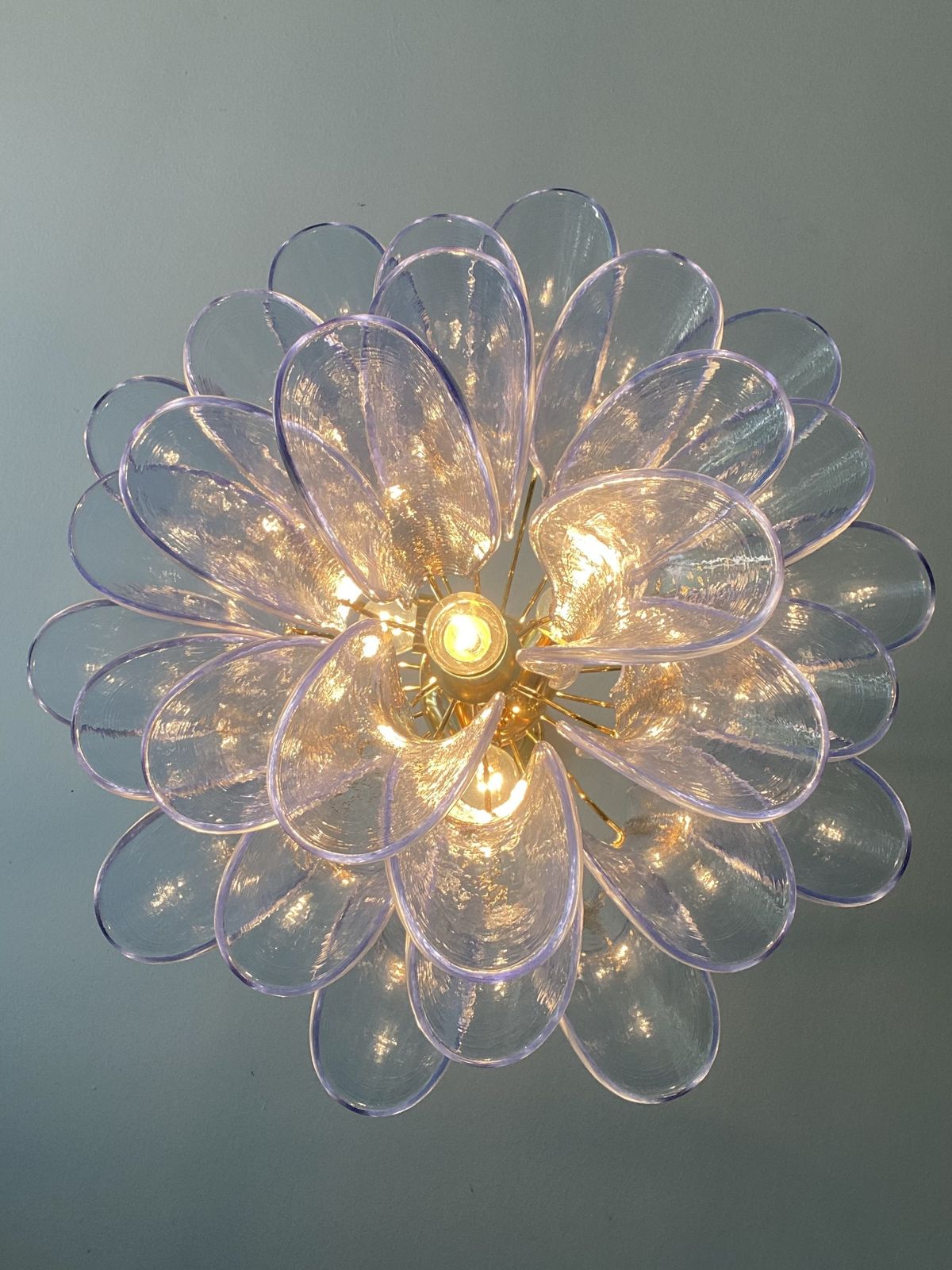 photo furniture Contemporary Blue “Selle” Murano Glass Chandelier