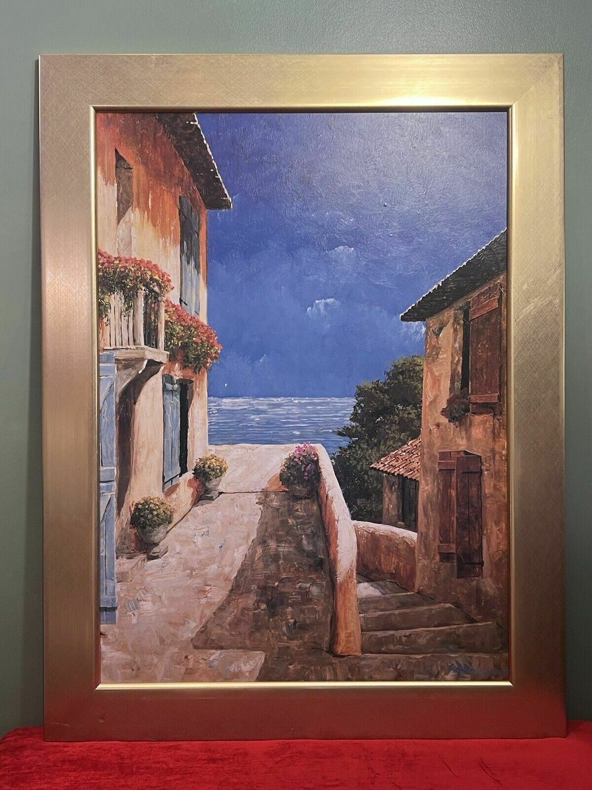 Giles Archambault 'Villa By The Sea' Large Acrylic Painting On Board
