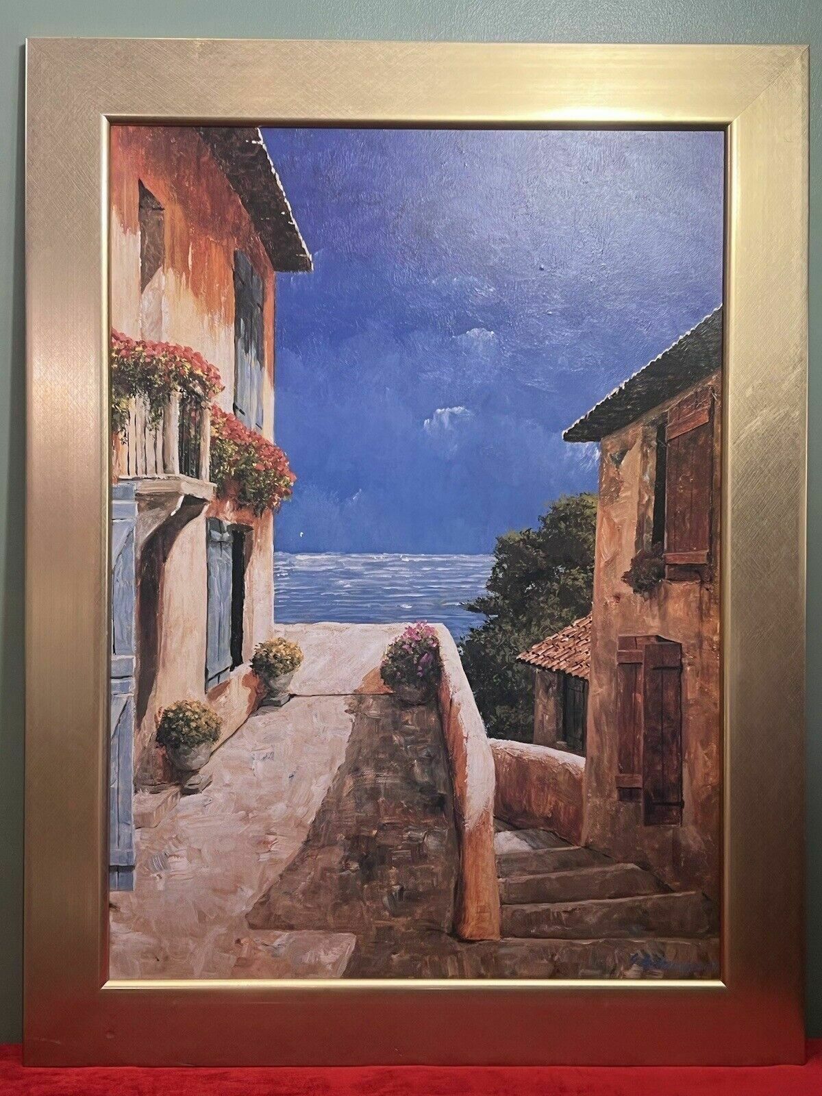 Giles Archambault 'Villa By The Sea' Large Acrylic Painting On Board photo furniture