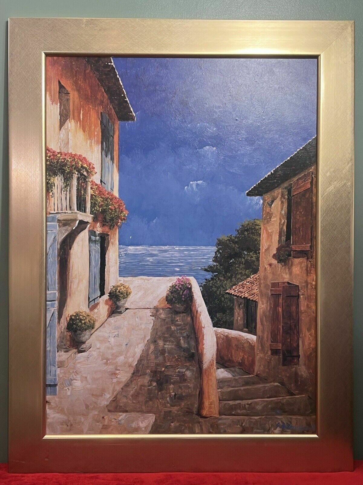 Giles Archambault 'Villa By The Sea' Large Acrylic Painting On Board photo for sale