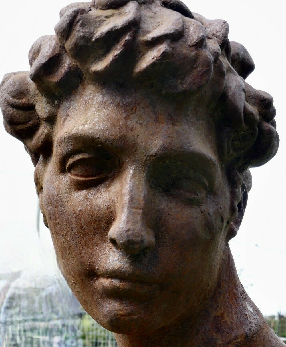 Weathered Cast Iron Statue Of Michelangelo's David photo vintage