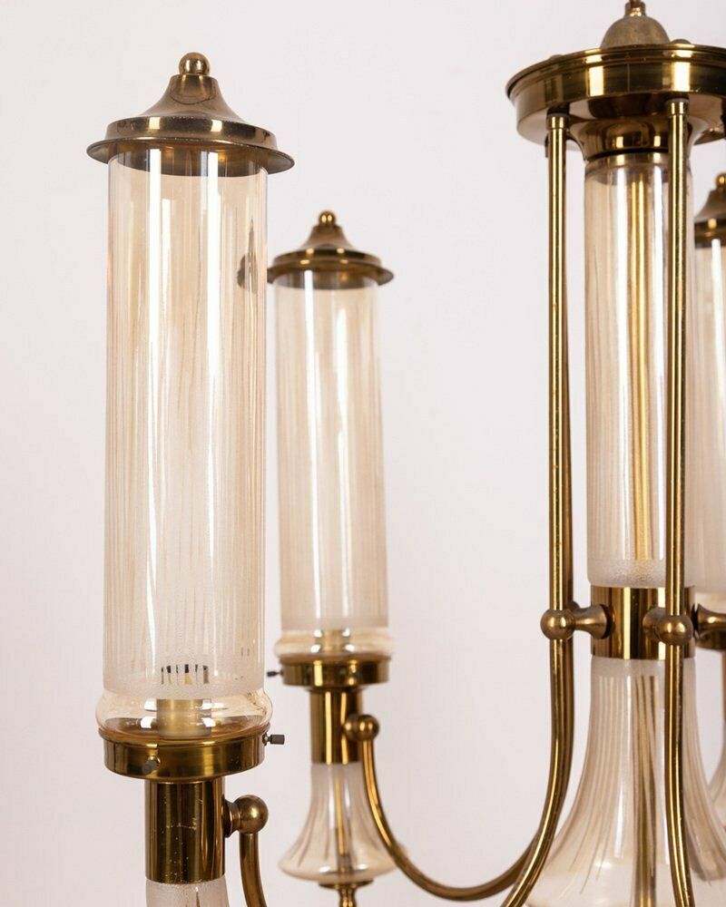 Brass And Glass Chandelier, Japan, 1960s photo Lighting