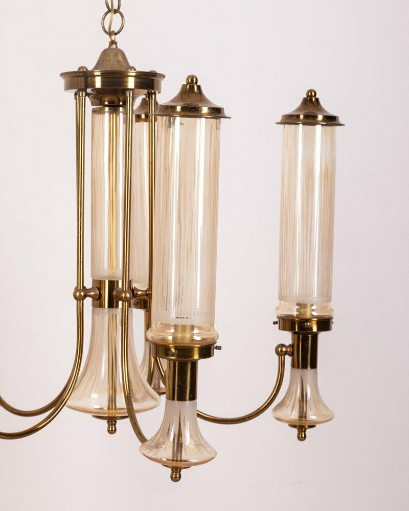 photo for sale Brass And Glass Chandelier, Japan, 1960s