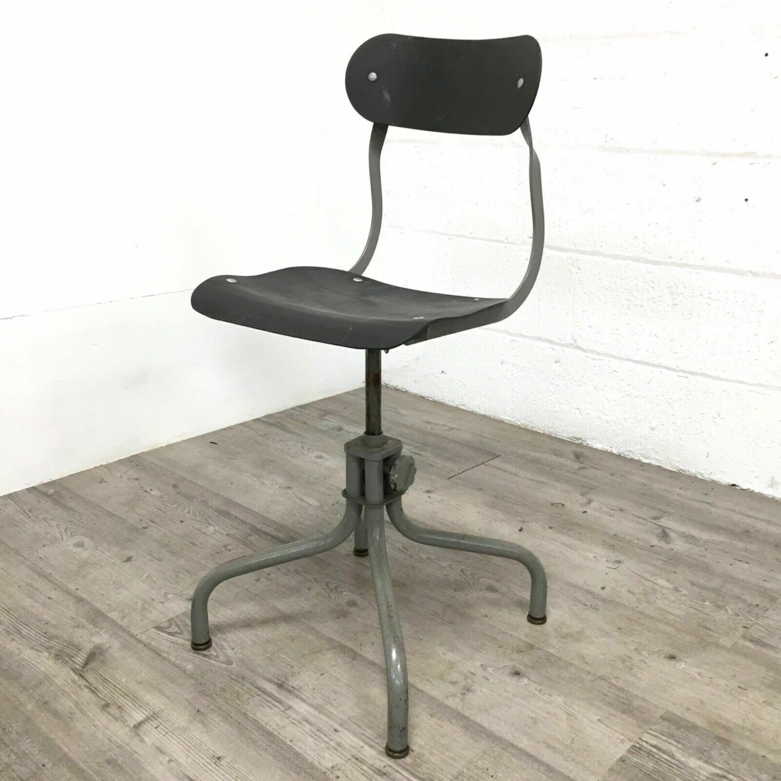 Vintage Leather Industrial Tansad Factory Engineers Stool Draughtsman's Chair