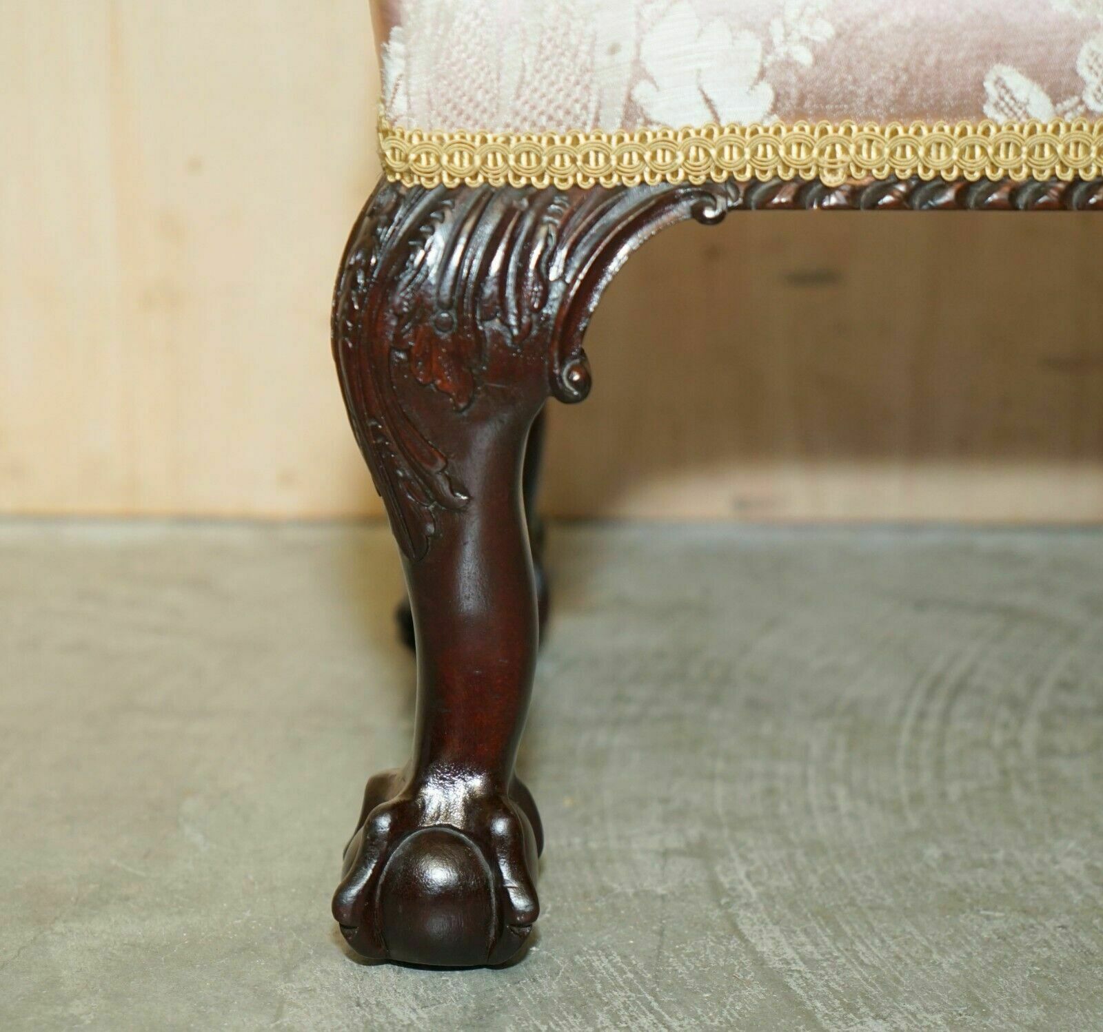 photo furniture Sublime Pair Of Antique Victorian Claw & Ball Mahogany Framed Small Footstools