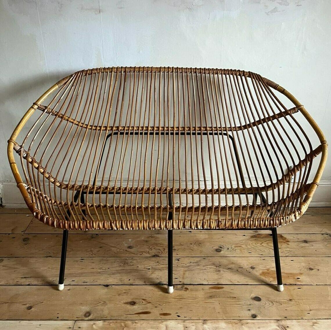Vintage Bamboo 2 Seater Seat/ Love Seat /Settle photo for sale
