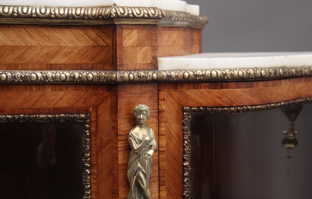 photo furniture 19th Century Kingwood And Marble Top Credenza