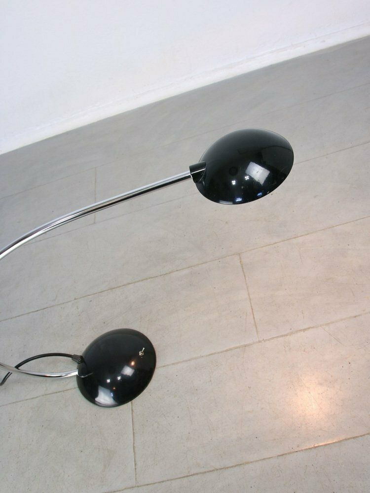Vintage Arc Table Lamp In Black And Chrome From Meblo, 1980s photo 590.0