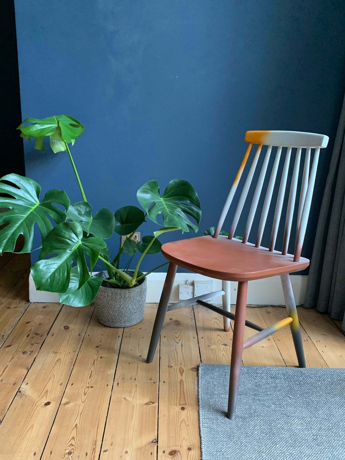 Classic Mid Century Chair Reimagined With Spray Paint   Up Cycled Unique Piece