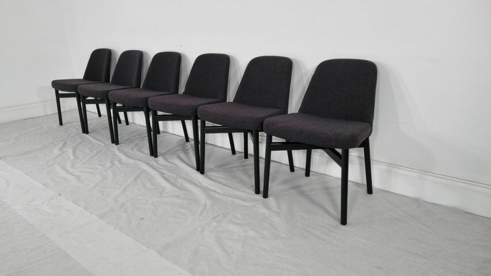 A Stunning Set Of 6 Knoll Studio Krusin 016 Chairs In A Charcoal Boucle Fabric photo Furniture
