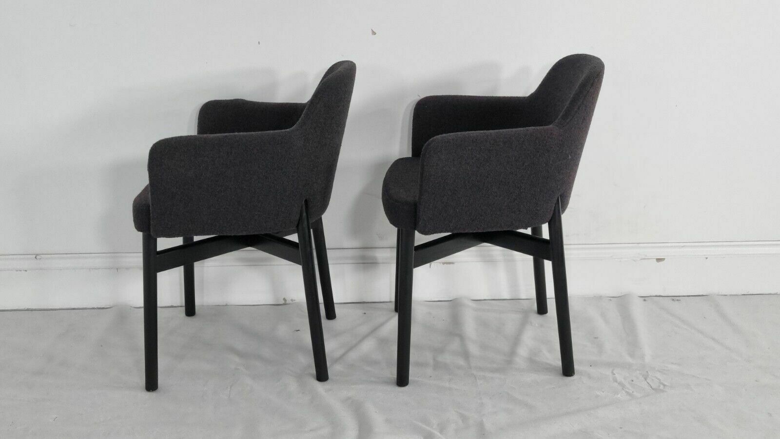 A Stunning Set Of 2 Knoll Studio Krusin 016 Armchairs In Charcoal Boucle Fabric photo 1800.0