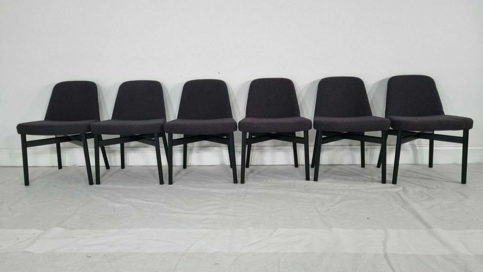 A Stunning Set Of 6 Knoll Studio Krusin 016 Chairs In A Dark Boucle Fabric photo furniture