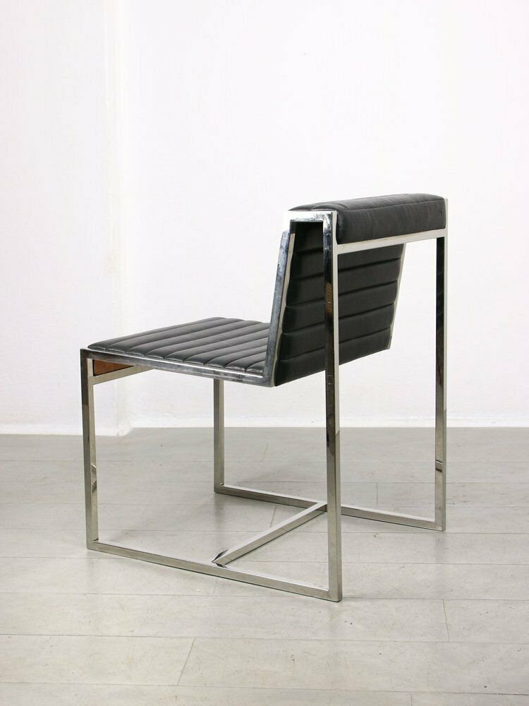 Vintage Bauhaus Black Chair In Chrome And Leatherette photo vinterior