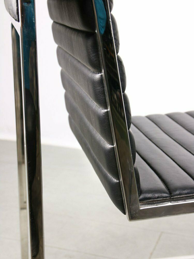 Vintage Bauhaus Black Chair In Chrome And Leatherette photo vintage