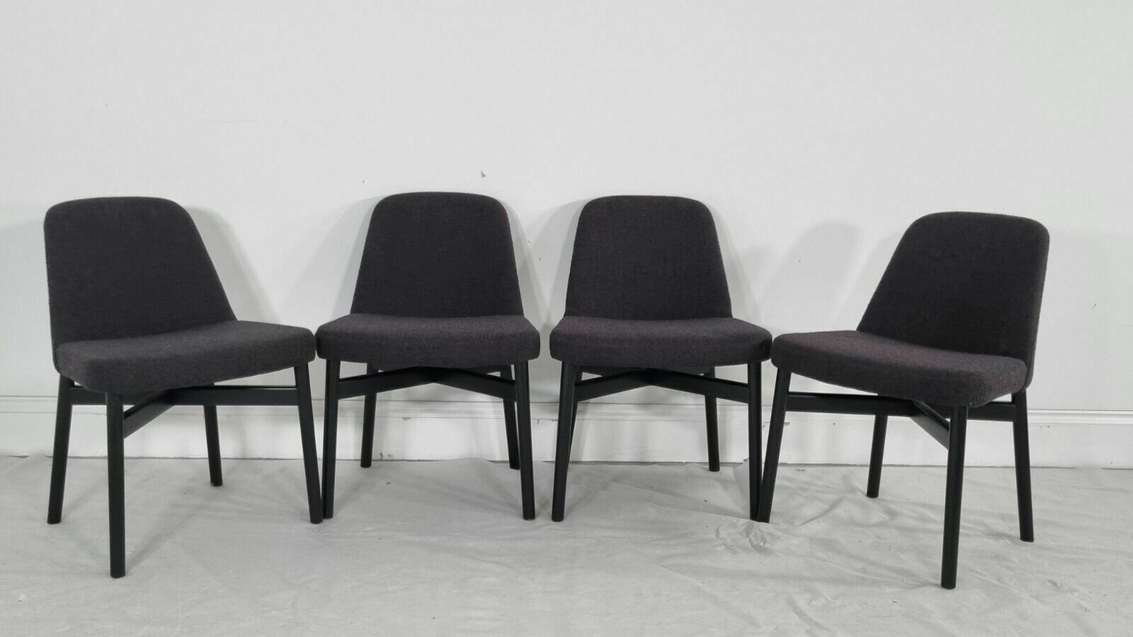 A Stunning Set Of 4 Knoll Studio Krusin 016 Chairs In A Charcoal Boucle Fabric