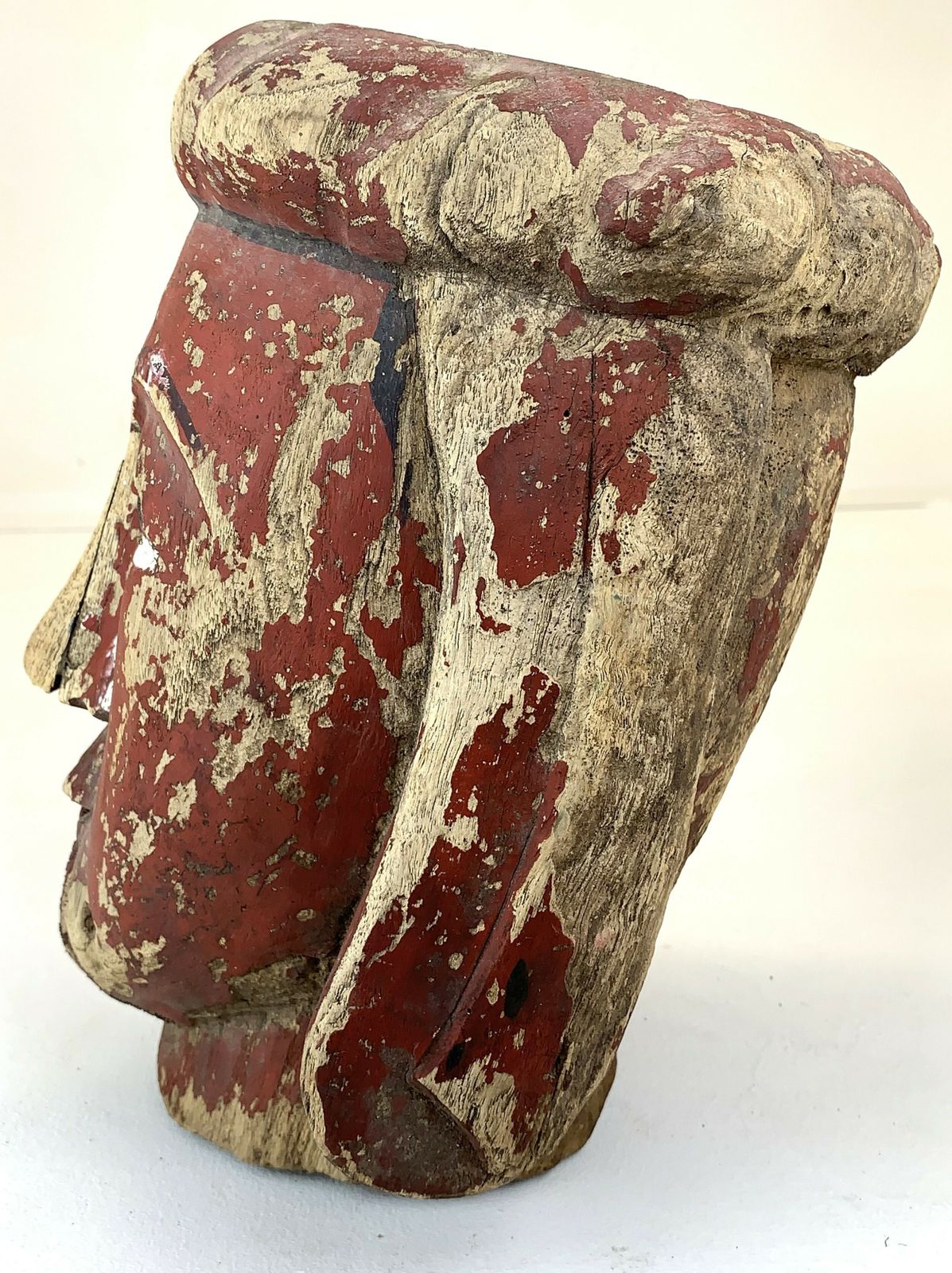 Lifesized Carved Wood Burmese Marionette Head   Red Faced Prince Regent photo for sale
