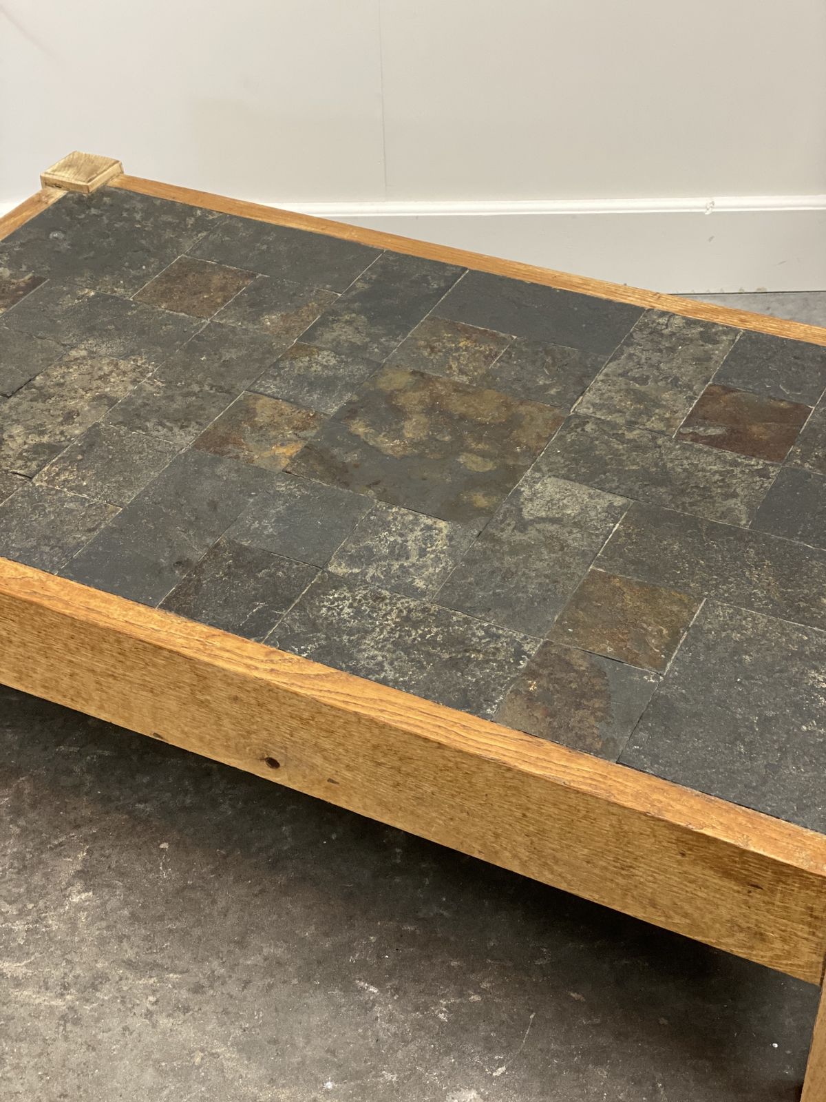 photo furniture Slate Tiled Brutalist Coffee Table, France 1970s.