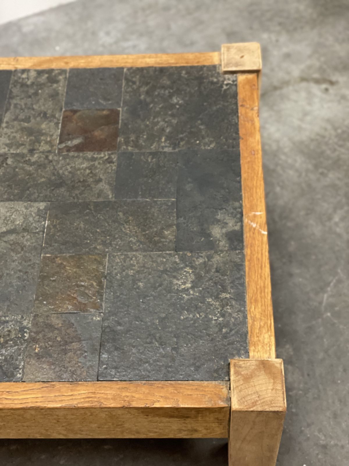 850.0 Slate Tiled Brutalist Coffee Table, France 1970s. photo
