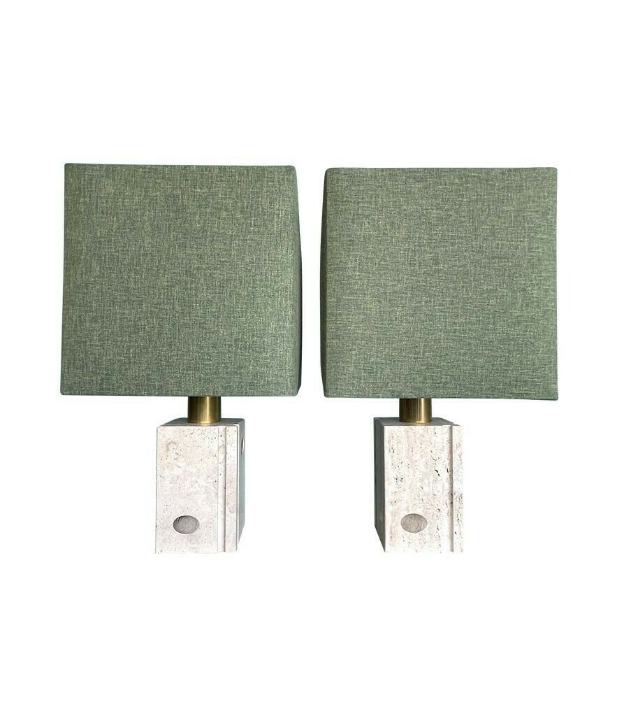 A Pair Of 1970s Sculptural Italian Travertine Lamps By Fratelli Mannelli photo vinterior