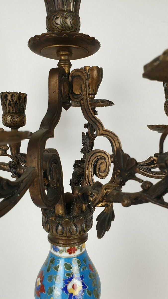 Home Decor Candelabra In Porcelain And Bronze, Japonisme, Xixth Century photo