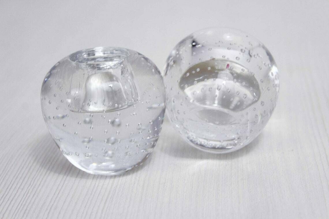 Pair Of Inlaid Glass Candlesticks 1970 photo 80.0