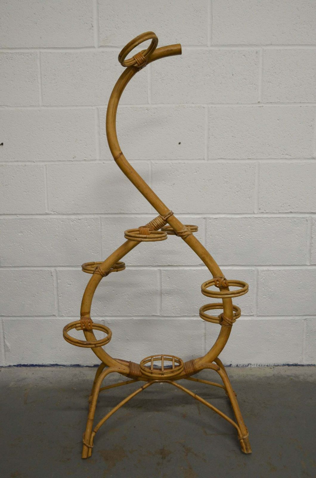 Vintage Rattan Plant Stand, 1970s photo for sale