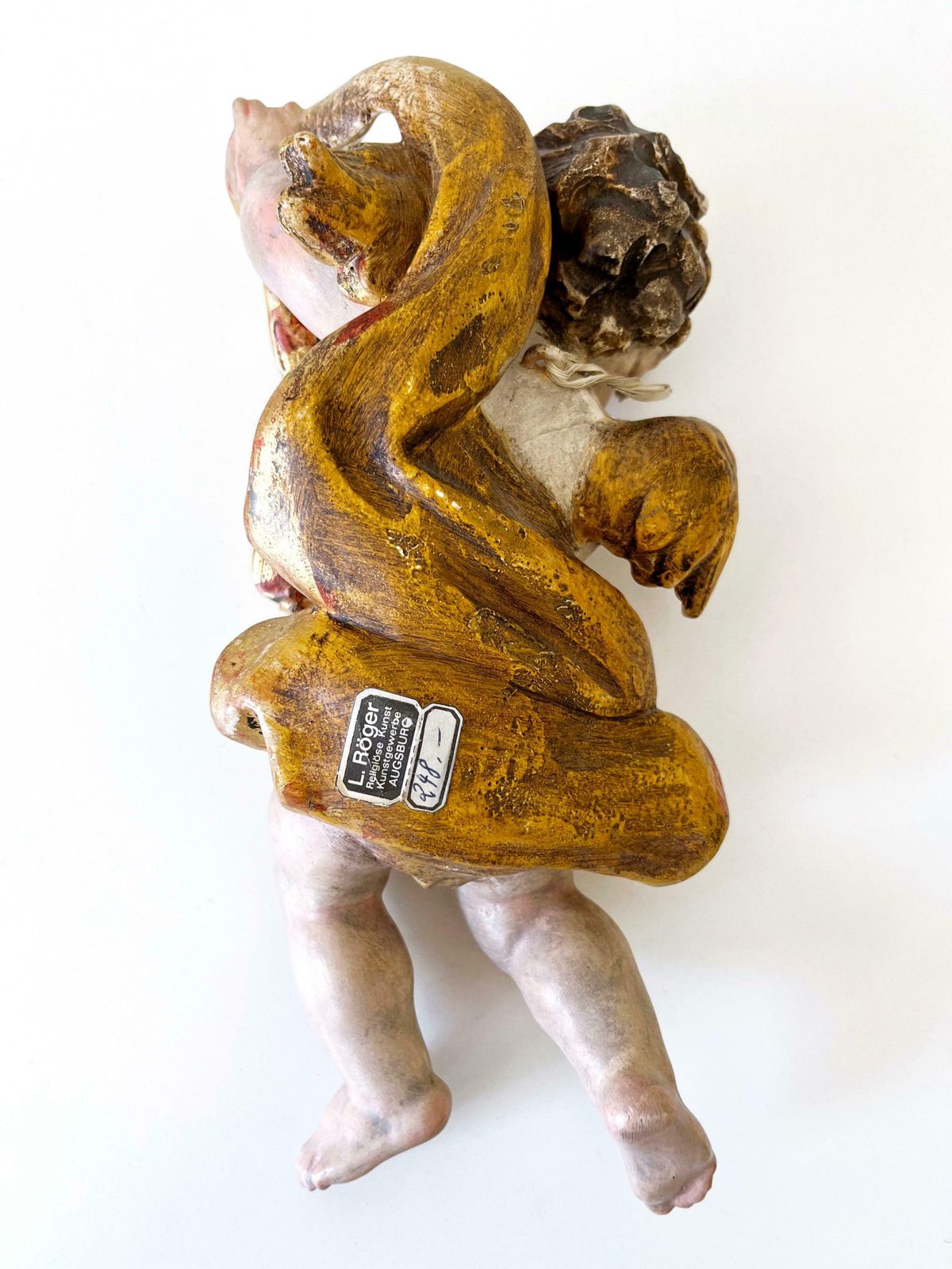 Set Of Four Beautiful Polychrome Hand Carved Wood Putti / Cherubs 1960s Germany photo buy