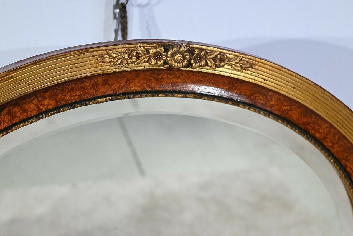 Oval Mirror In Golden Wood   Early 20th Century photo Home Decor