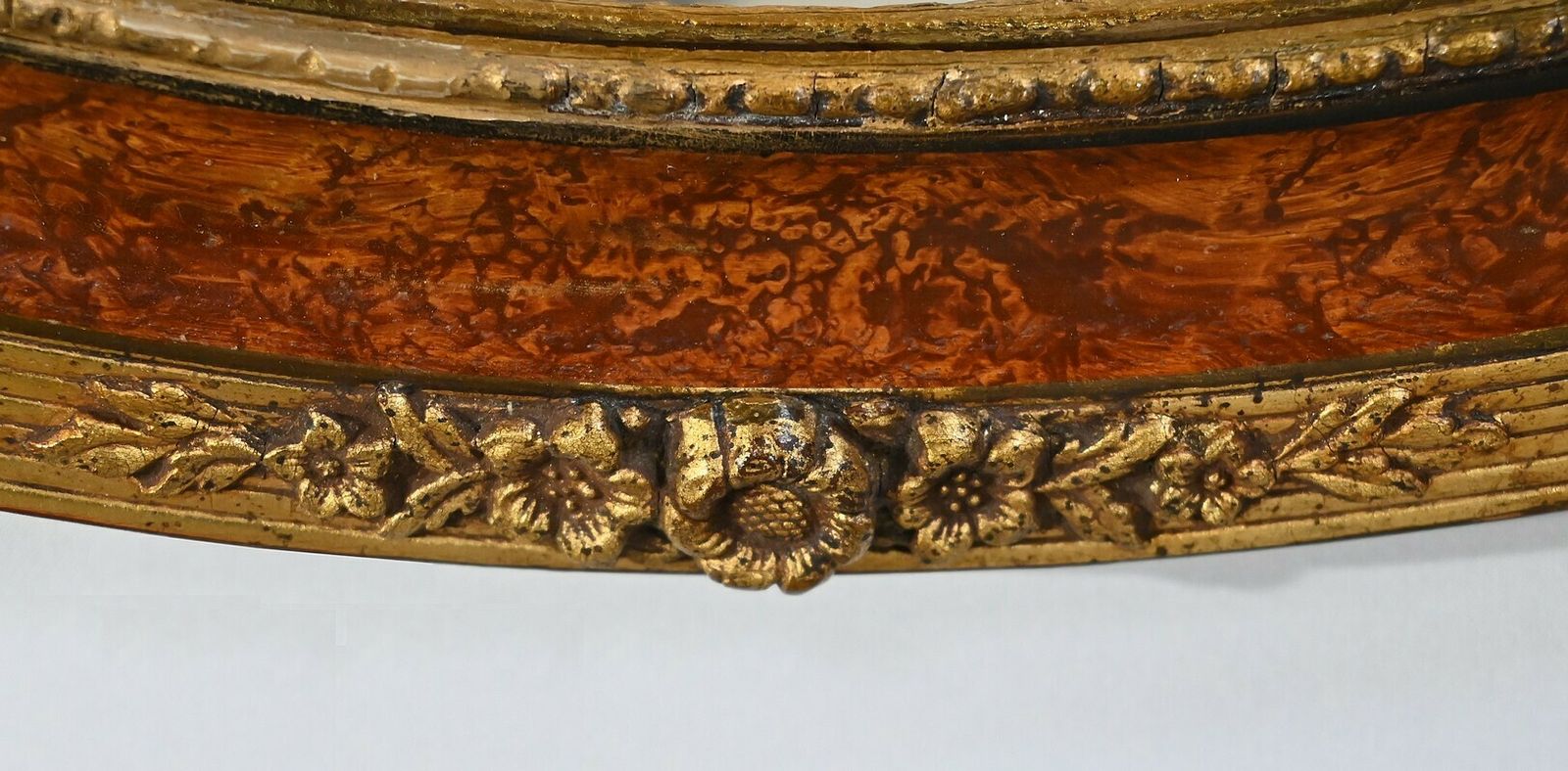Home Decor Oval Mirror In Golden Wood   Early 20th Century photo