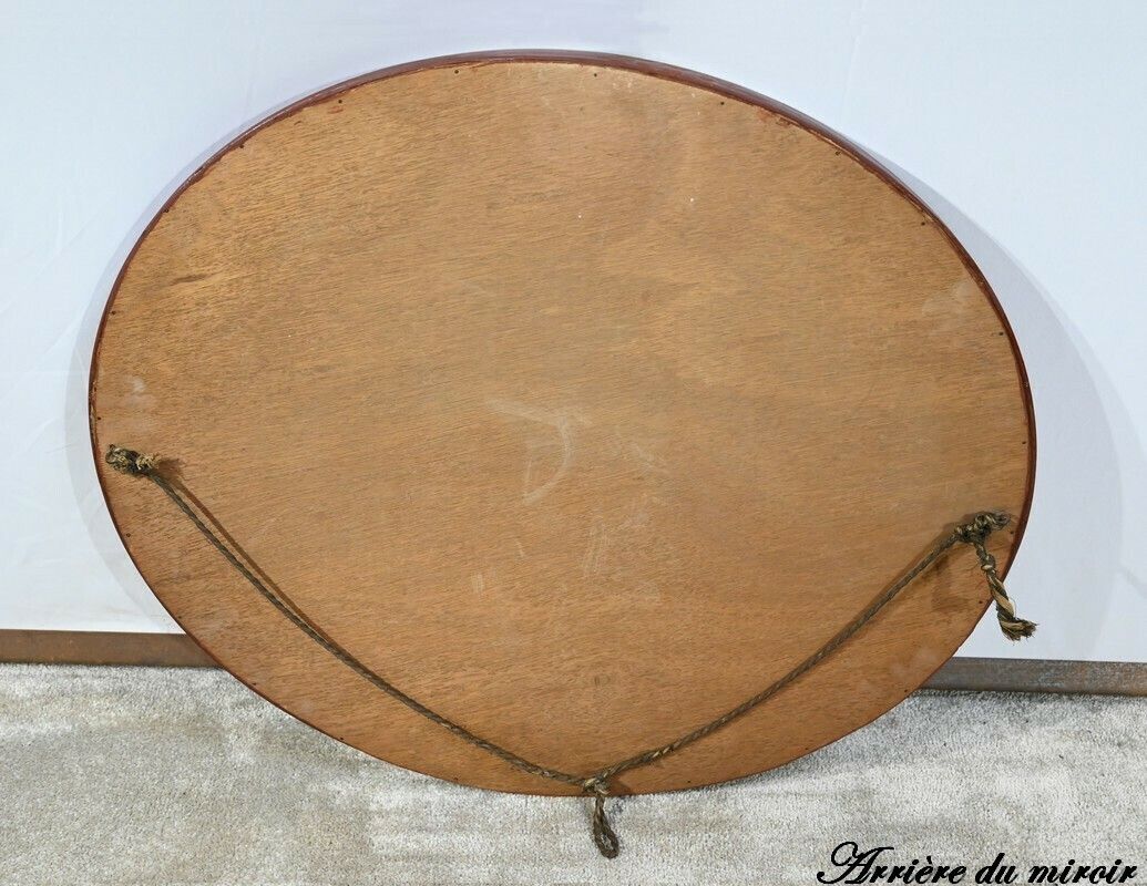 photo buy Oval Mirror In Golden Wood   Early 20th Century