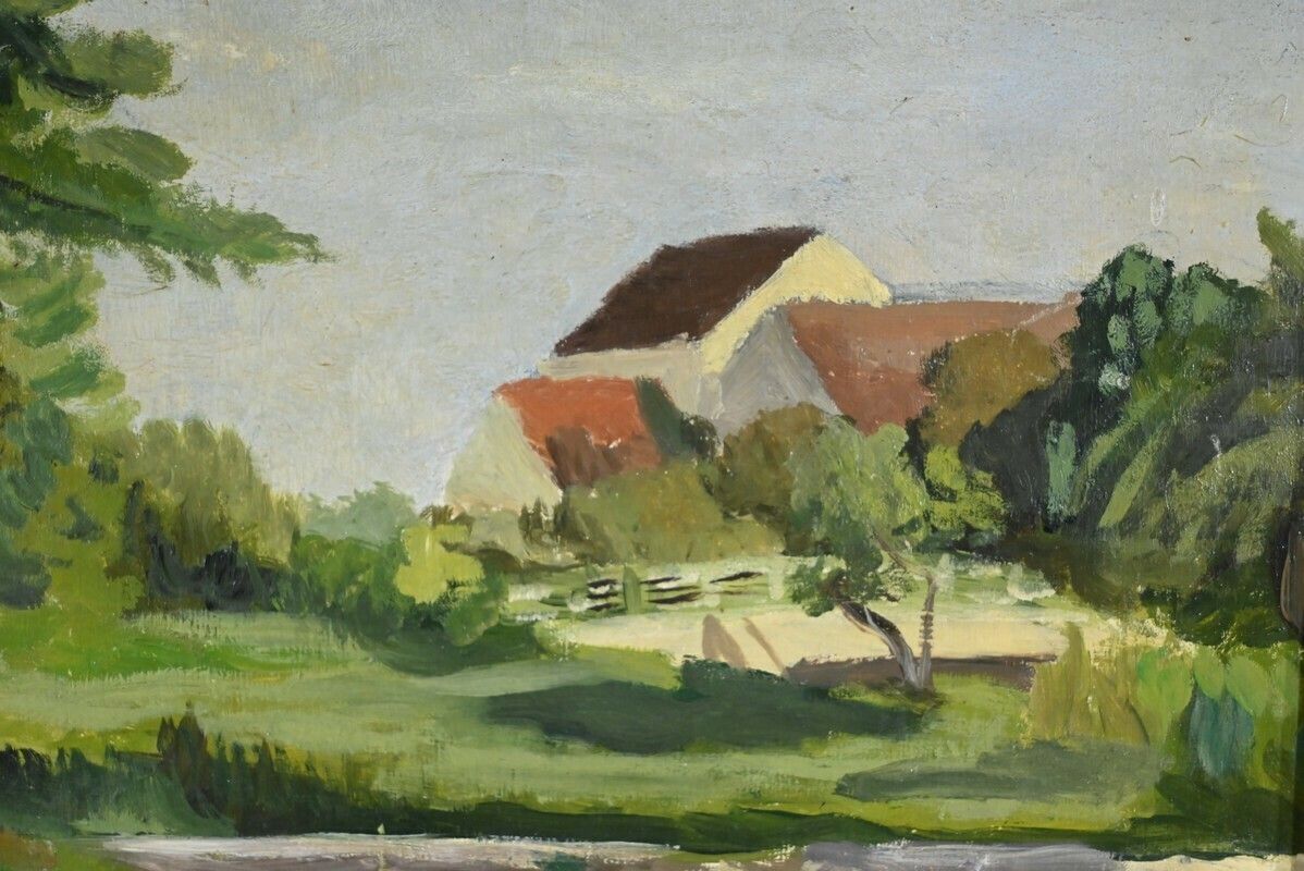 Oil Painting On Wood, Signed M.Cauvet – 1958 photo 743.66