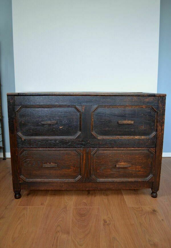 Vintage Blanket Chest In Oak Jacobean Style photo furniture