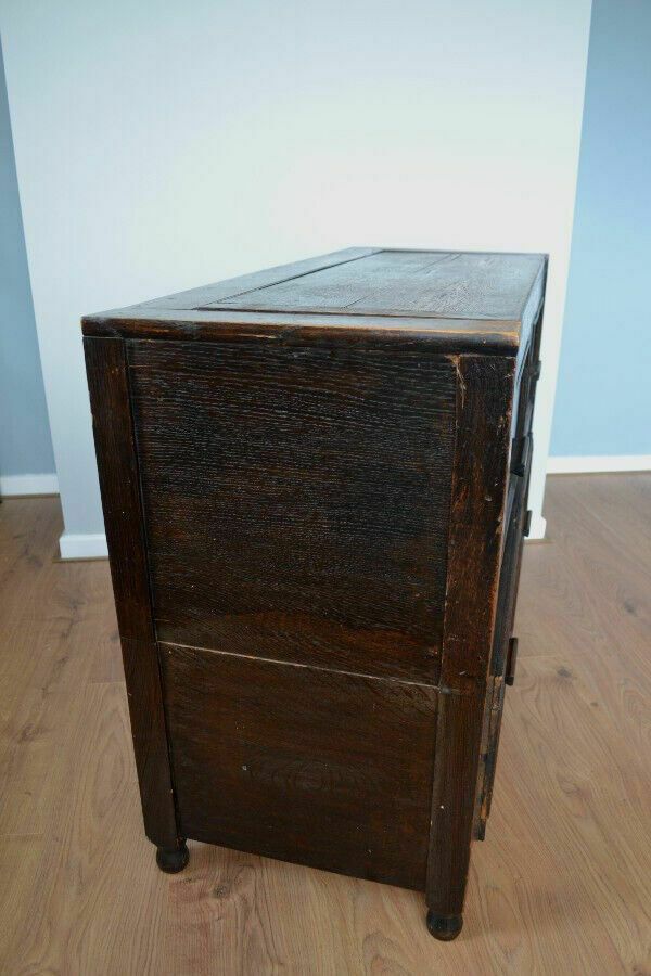 Vintage Blanket Chest In Oak Jacobean Style photo vintage