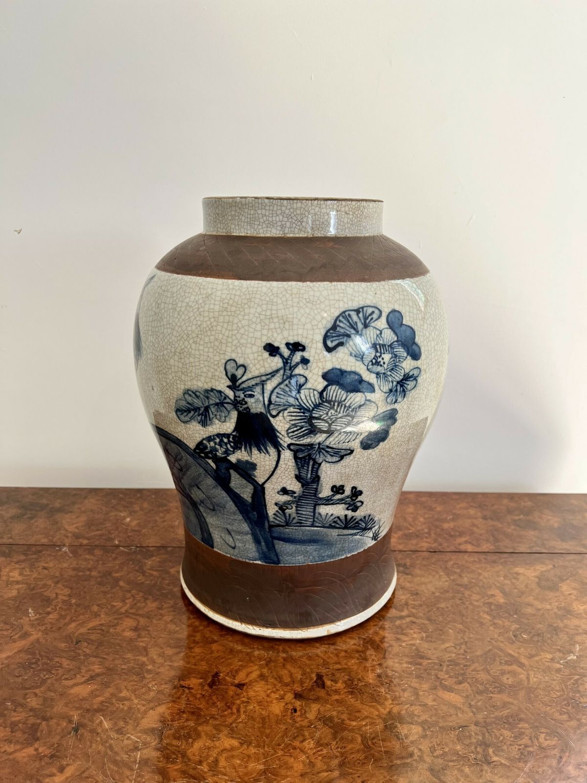 photo for sale Quality Pair Of Antique Chinese Crackle Ware Lidded Vases