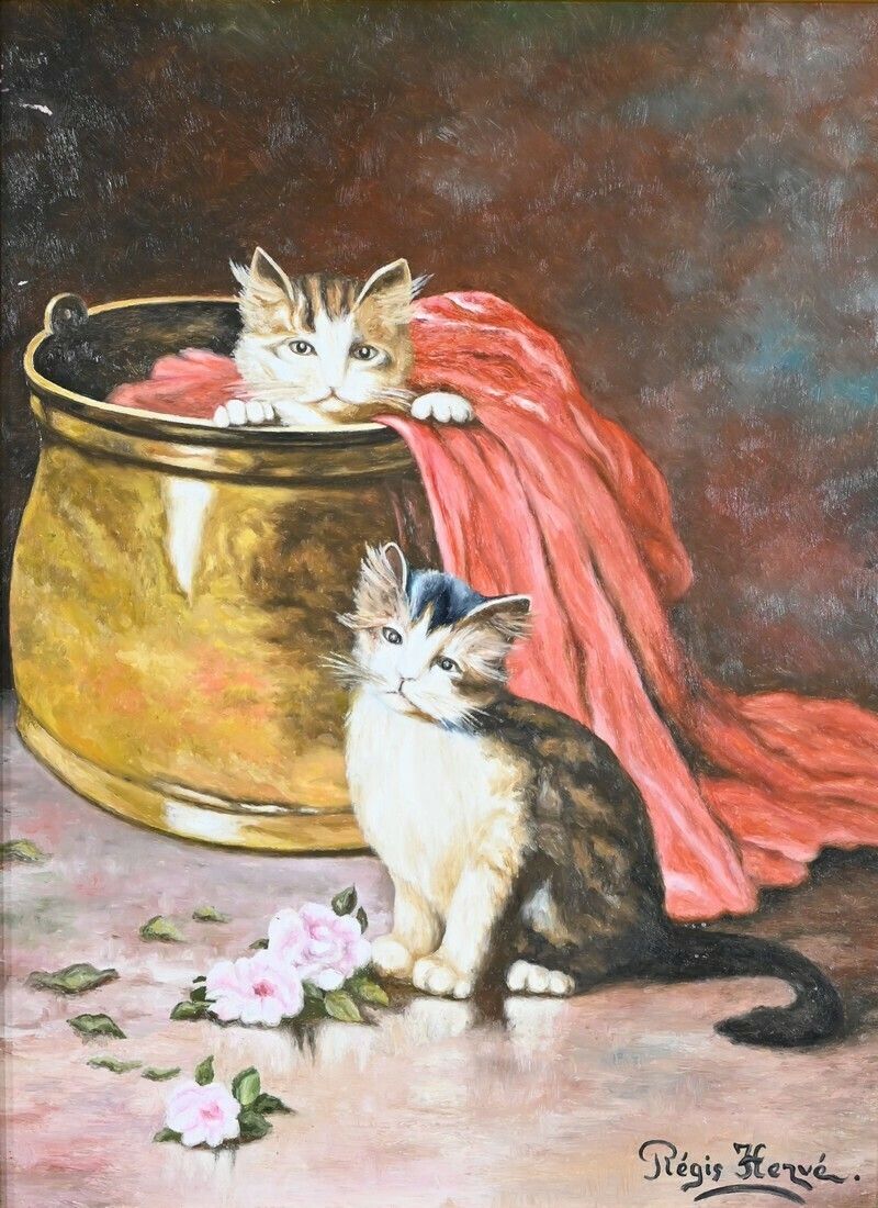 Oil On Canvas, Signed R.Hervé   2nd Part 20th Century photo Art