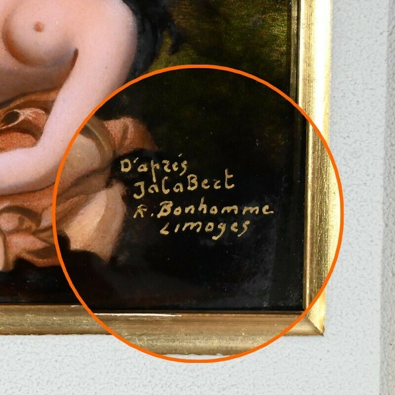 Enamelled Painting After C.Jalabert, Signed R.Bonhomme   1950 photo vintage