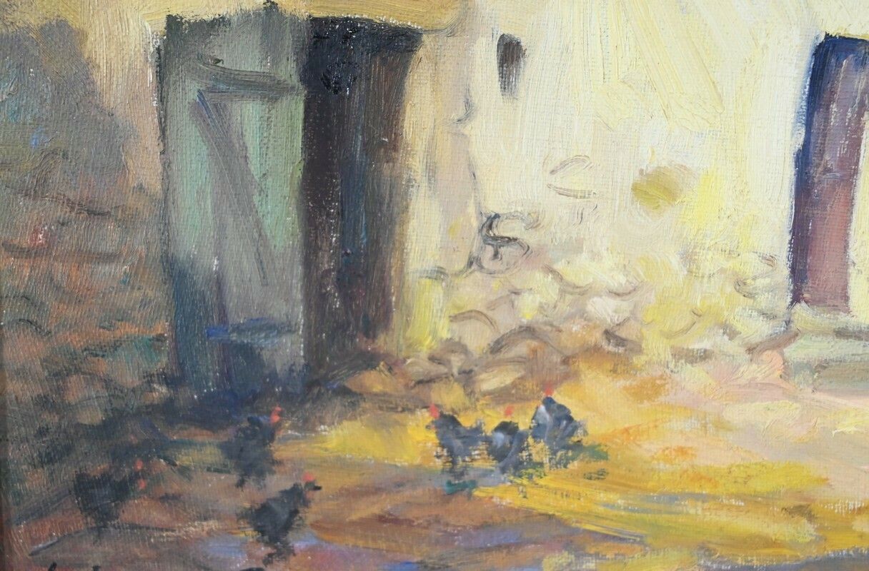 Oil On Wood “House In Brière”, Signed E.Gautier – 1955 photo buy