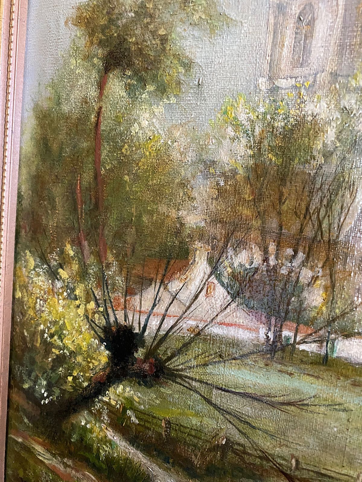 Church Landscape Painting Oil On Canvas photo vinterior
