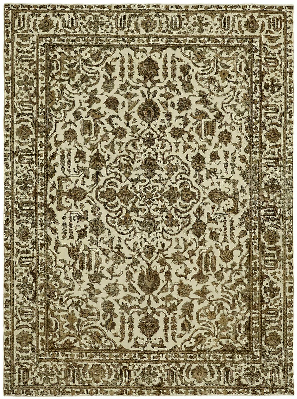 Handmade Beige 1980's Vintage Large Area Rug ( 330 X 250 Cm )
