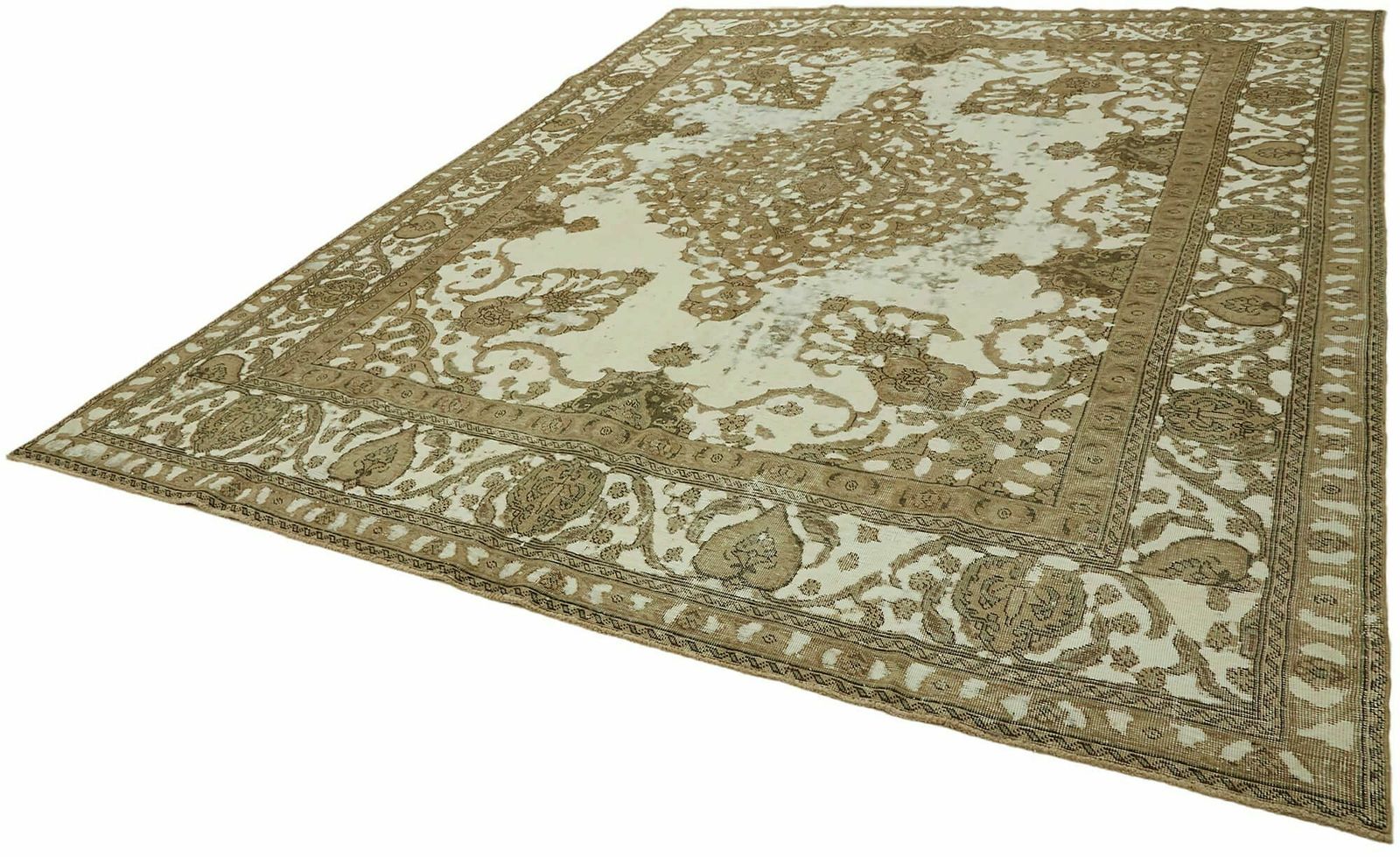 Handgemaakt Beige Vintage Groot Vloerkleed ( 365 x 290 cm ) photo for sale