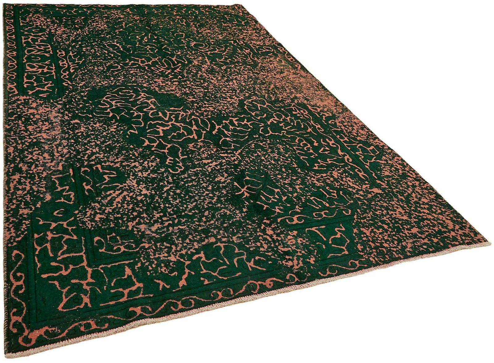 Handmade Green Vintage Over Dyed 1980's Large Rug ( 298 X 198 Cm ) photo furniture