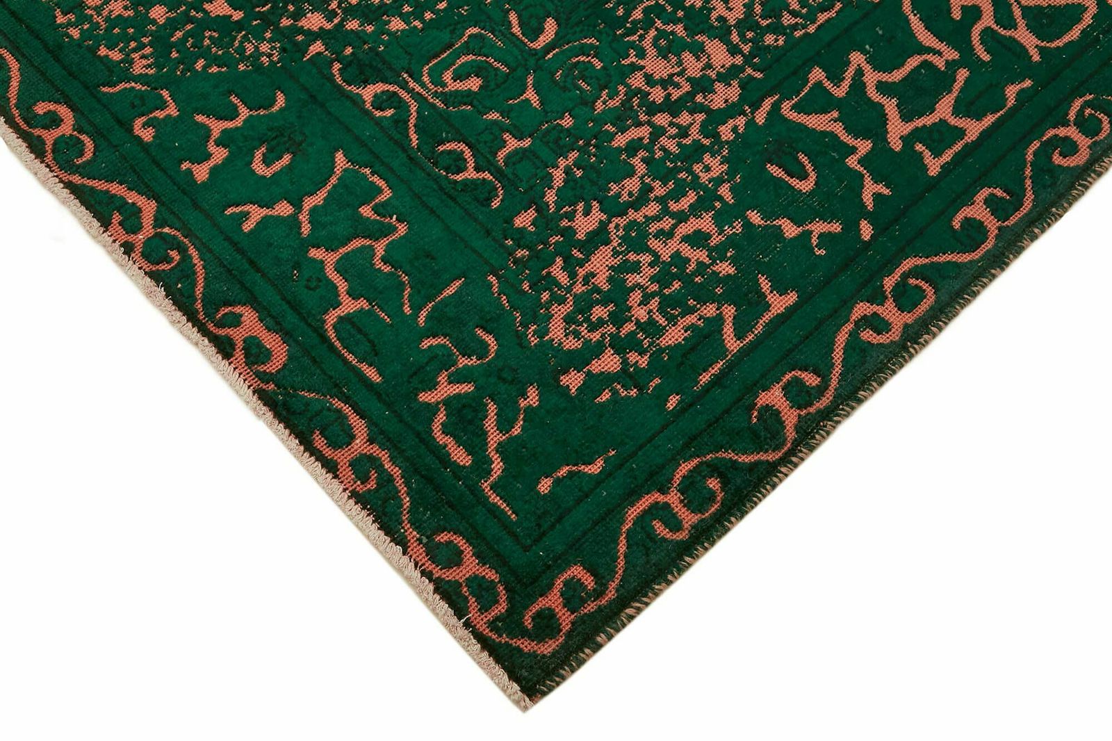 Handmade Green Vintage Over Dyed 1980's Large Rug ( 298 X 198 Cm ) photo Textiles