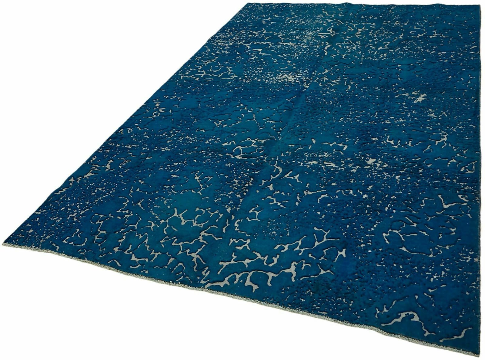 Handgemaakt blauw vintage vloerkleed uit de jaren 1980, groot formaat (302 x 180 cm) photo for sale