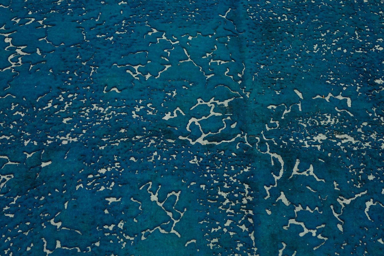 photo for sale Grand tapis vintage fait main, bleu, années 1980 (302 x 180 cm)